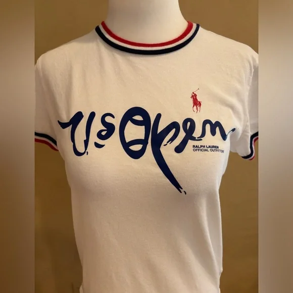 Ralph Lauren Women's US Open Logo Cotton Tee in Pure White XS - Picture 3 of 16